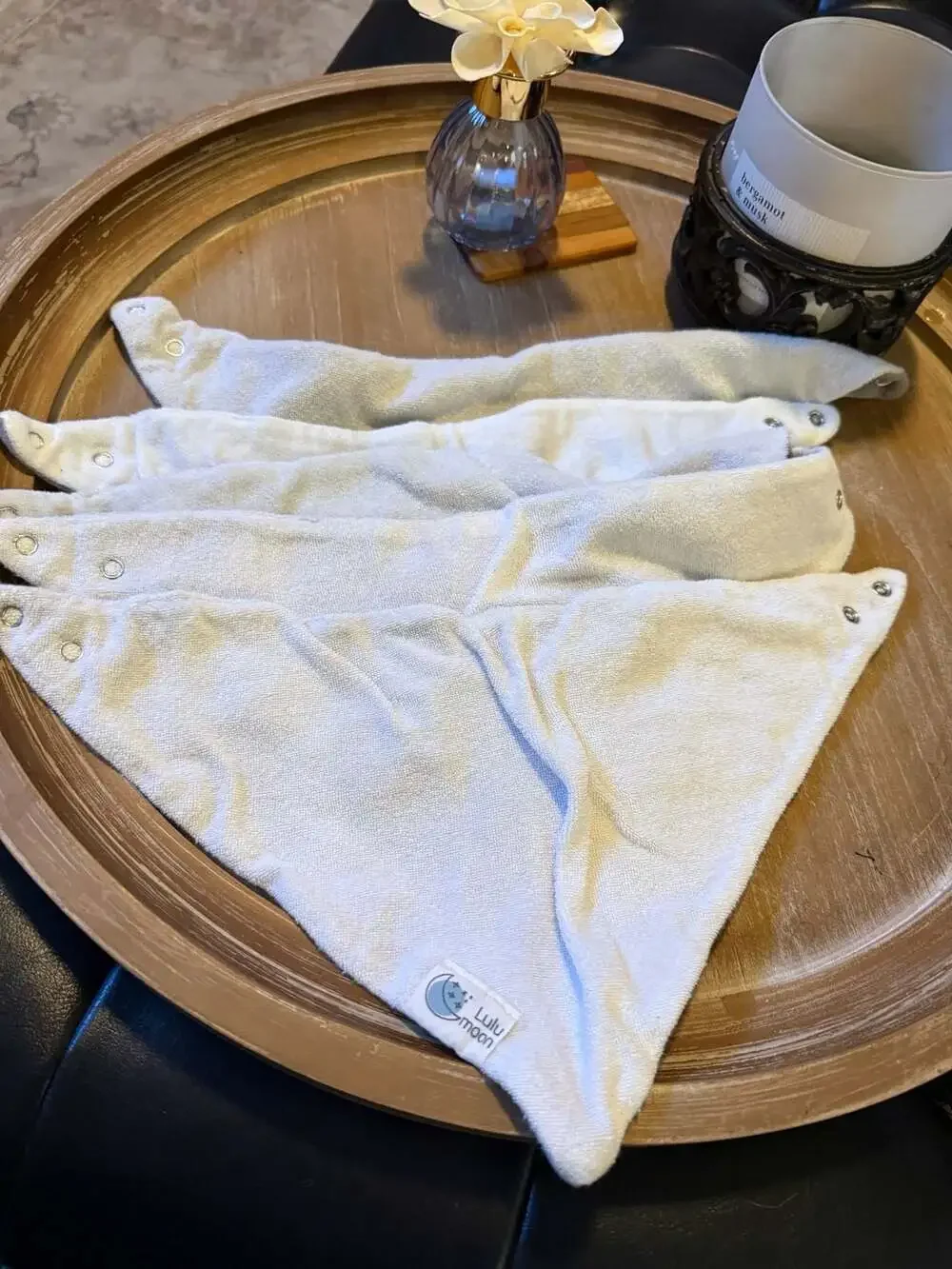 Lulu Moon Cotton Muslin Bandana Bibs Set of 5 Neutral Colors